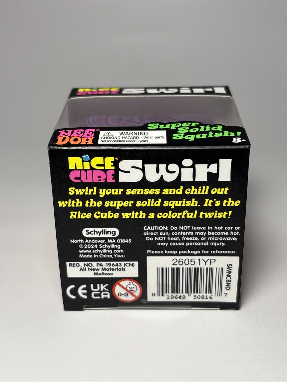 Schylling Nee Doh Nice Cube Swirl Super Solid Squish Purple 25340YP