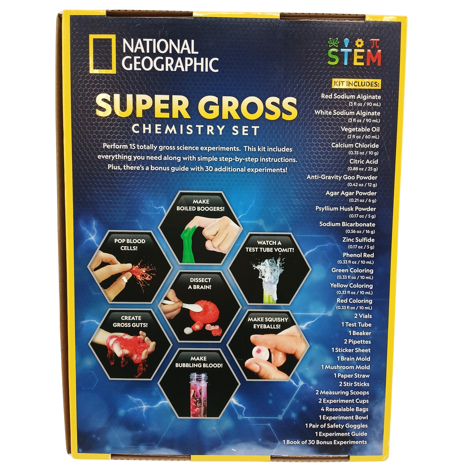 National Geographic Super Gross Chemistry Set STEM Kids Science Kit 45 Experimen