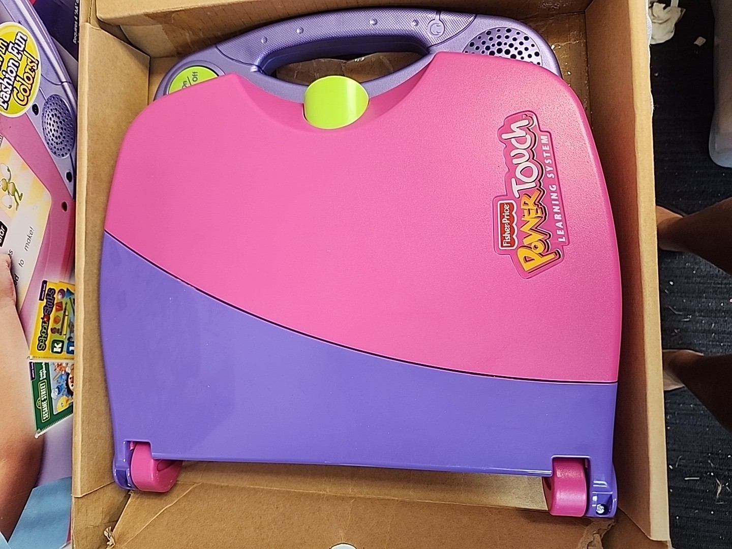 FISHER-PRICE Pink Purple POWER TOUCH Learning System W/2 Books SESAME STREET