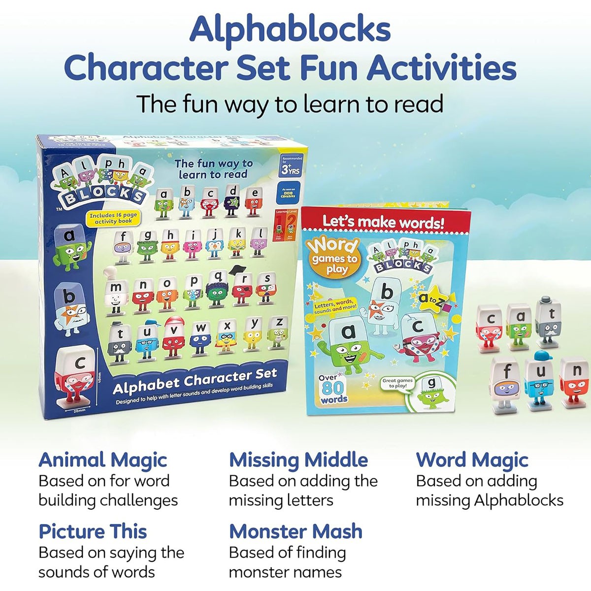 ALPHABLOCKS – Alphabet Character Playset Fun Way to Learn to Read Activity Book