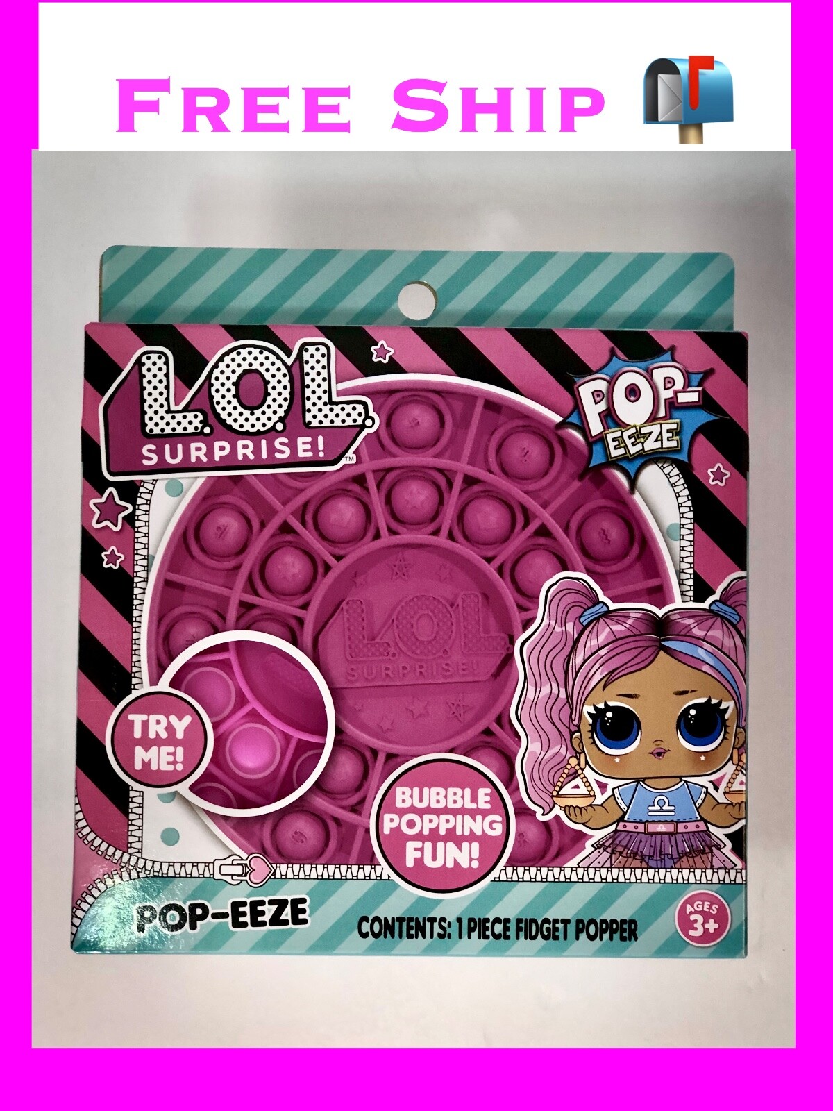 LOL Surprise! Pop-Eeze Bubble Popping Hot Pink Fun Fidget Popper NEW Ages 3+