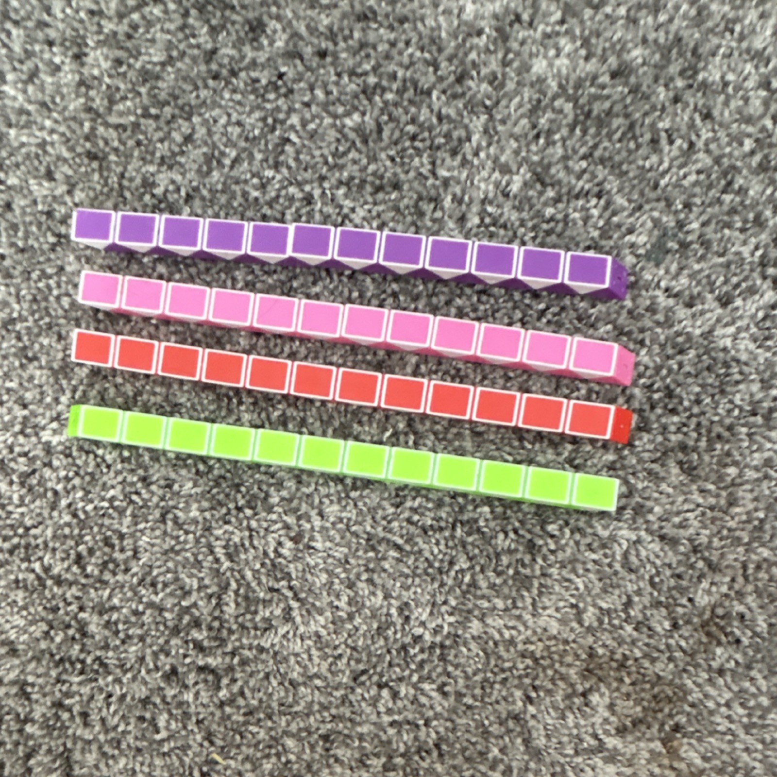Colored Math Counting Cubes and Rods Set – Green, Red, Pink, Purple