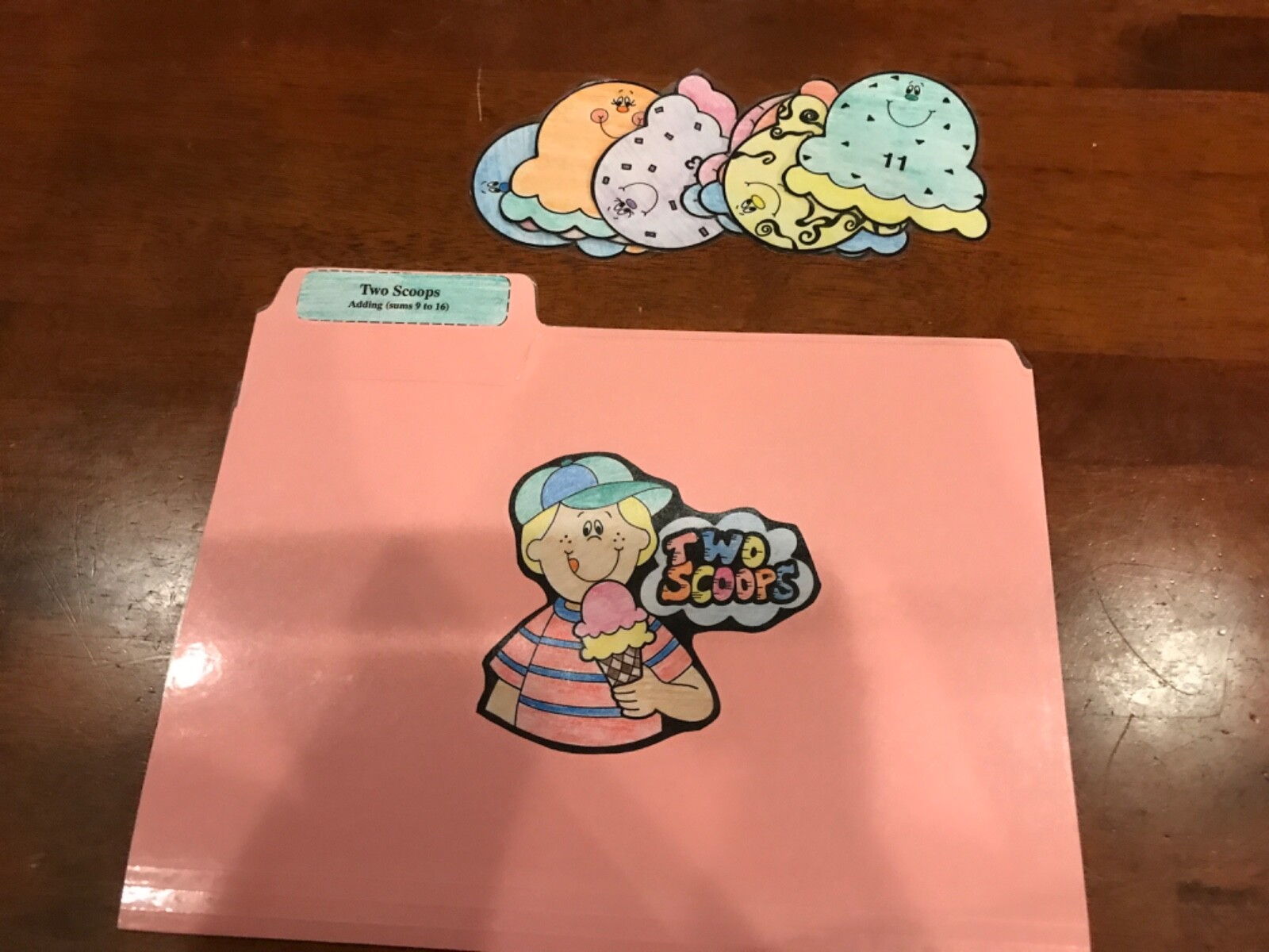 Two Scoops! Addition 2nd grade math file folder game teacher