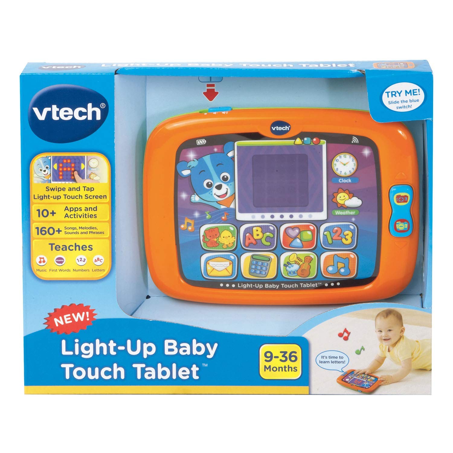 VTech Light-Up Baby Touch Tablet, Orange 8.1″ x 6″ x 1.2″,