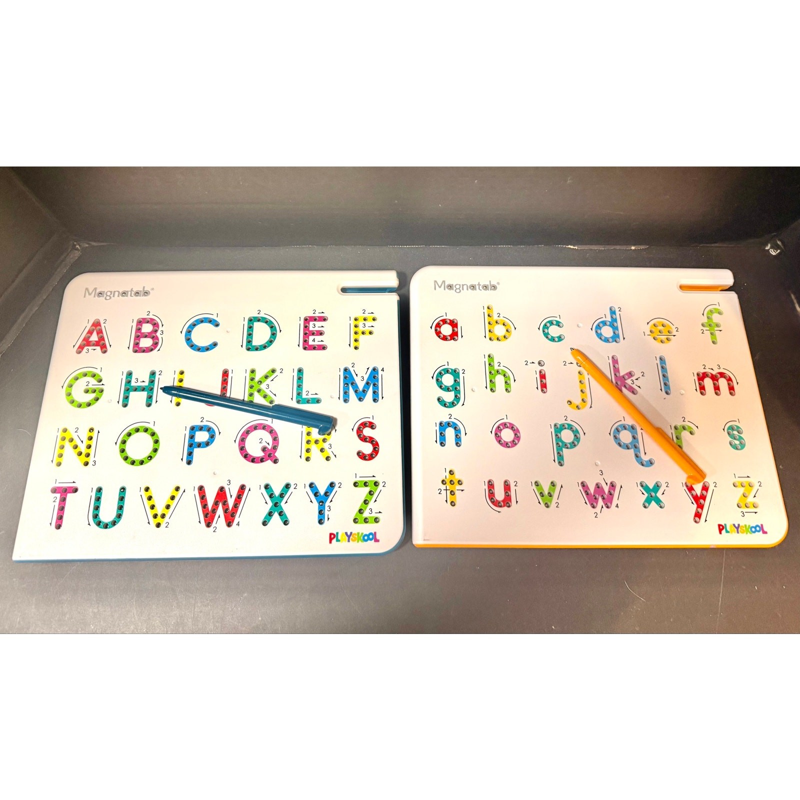 2 Magnatab boards by Playskool Upper & Lowercase learning how to write magnetic