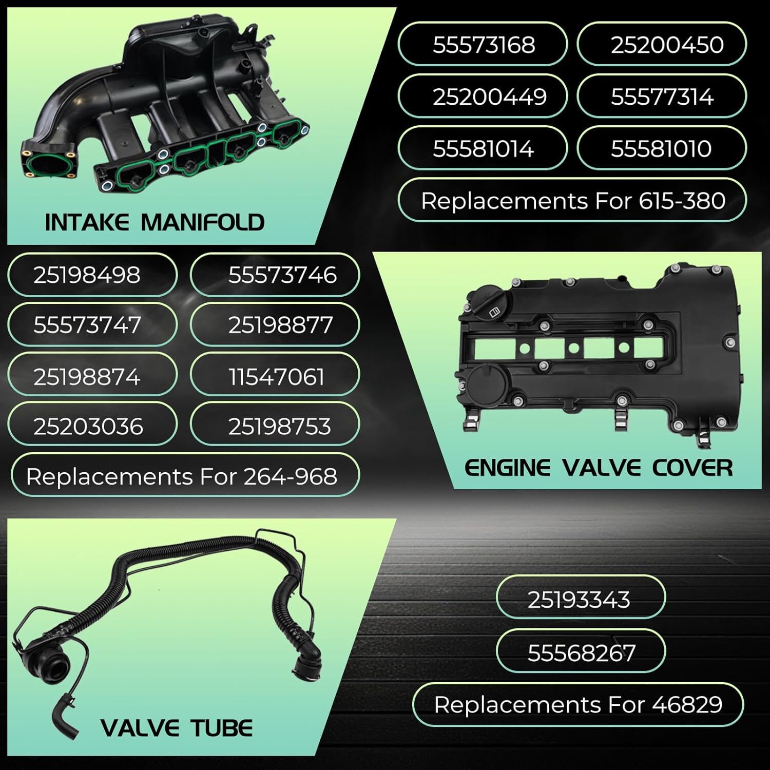 BHB Engine Intake Manifold and Valve Cover Kit Compatible with Chevy Cruze Sonic