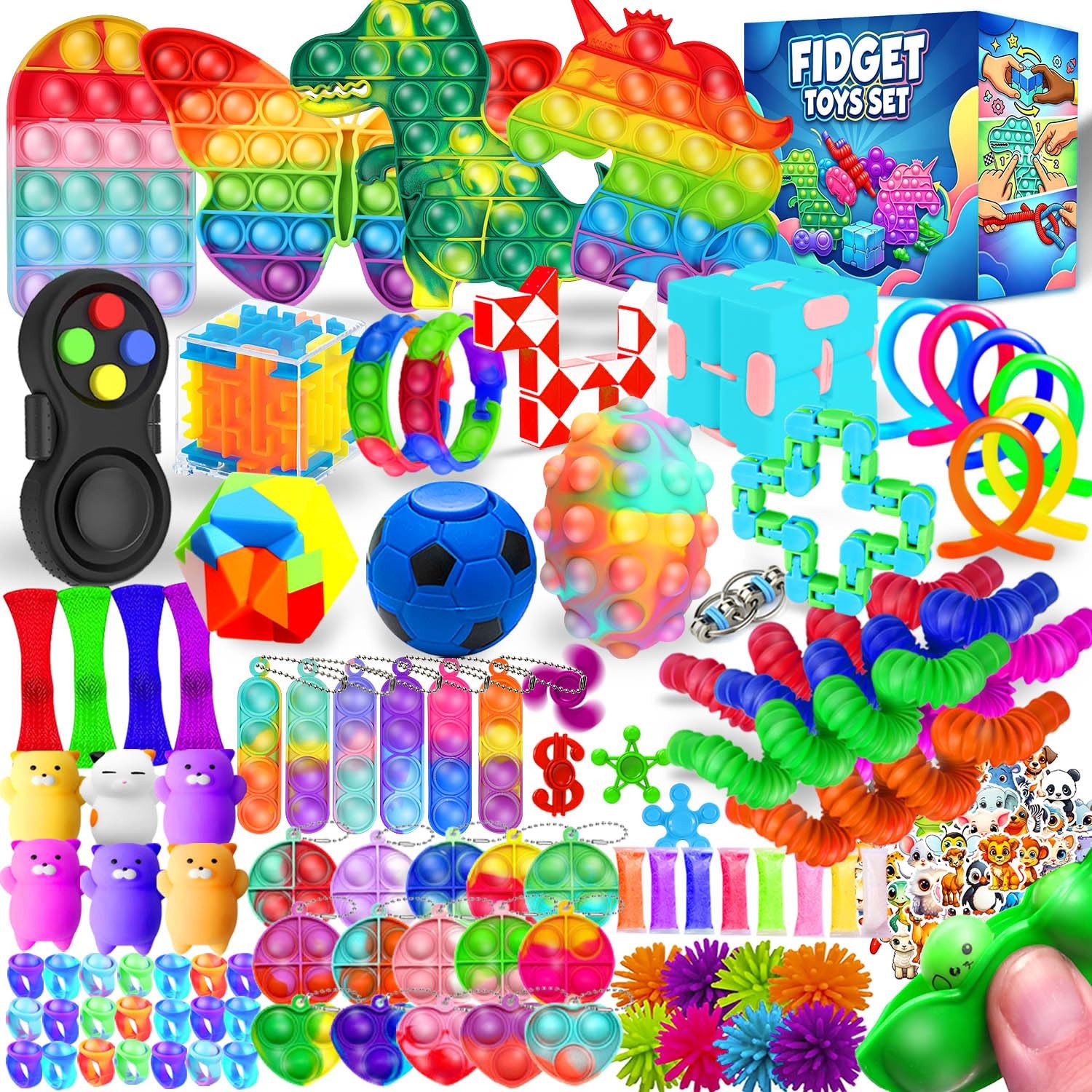 Fidget Toys, 120 Pack Party Favors for Kids 8-12 4-8, Medium, 120