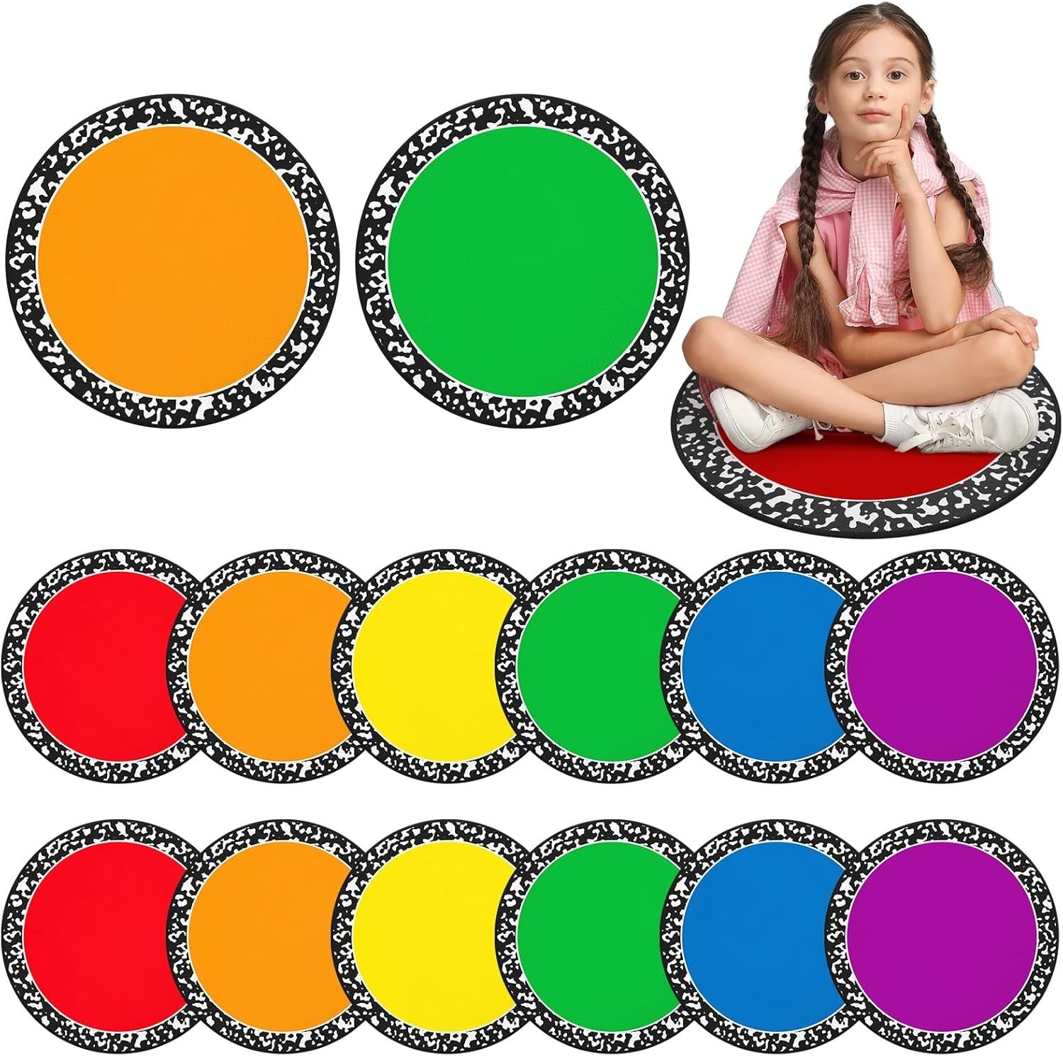 12 Pcs Rainbow Classroom Decor Carpet Seats for Preschool Kindergarten Learni…