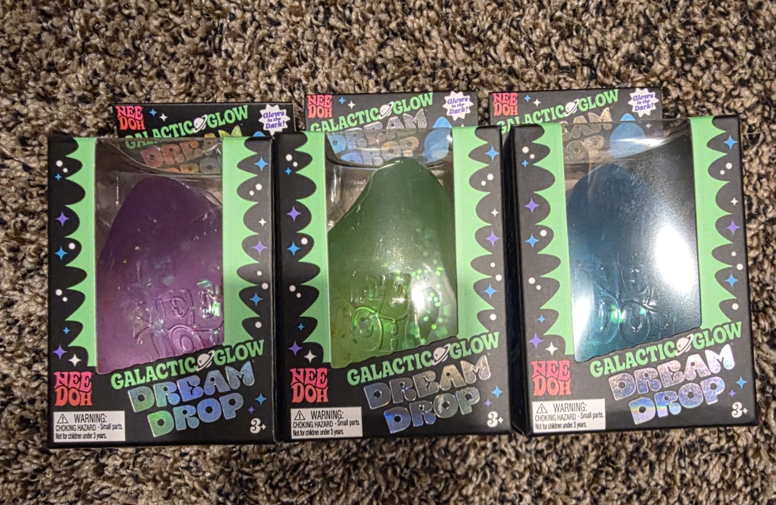 NeeDoh Galactic Dream Drop Lot Of 3-Green, Blue and Pink NIB Extremely Rare! 🔥