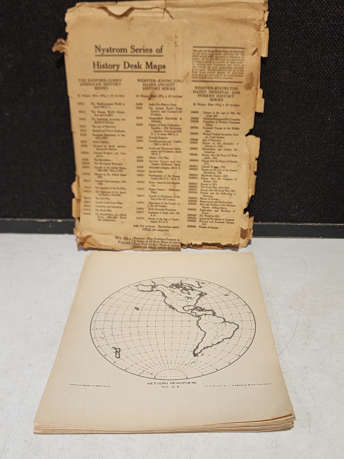 46- Nystrom WESTERN HEMISPHERE NO D 8 Desk Outline Maps Teachers Aids (Rare)
