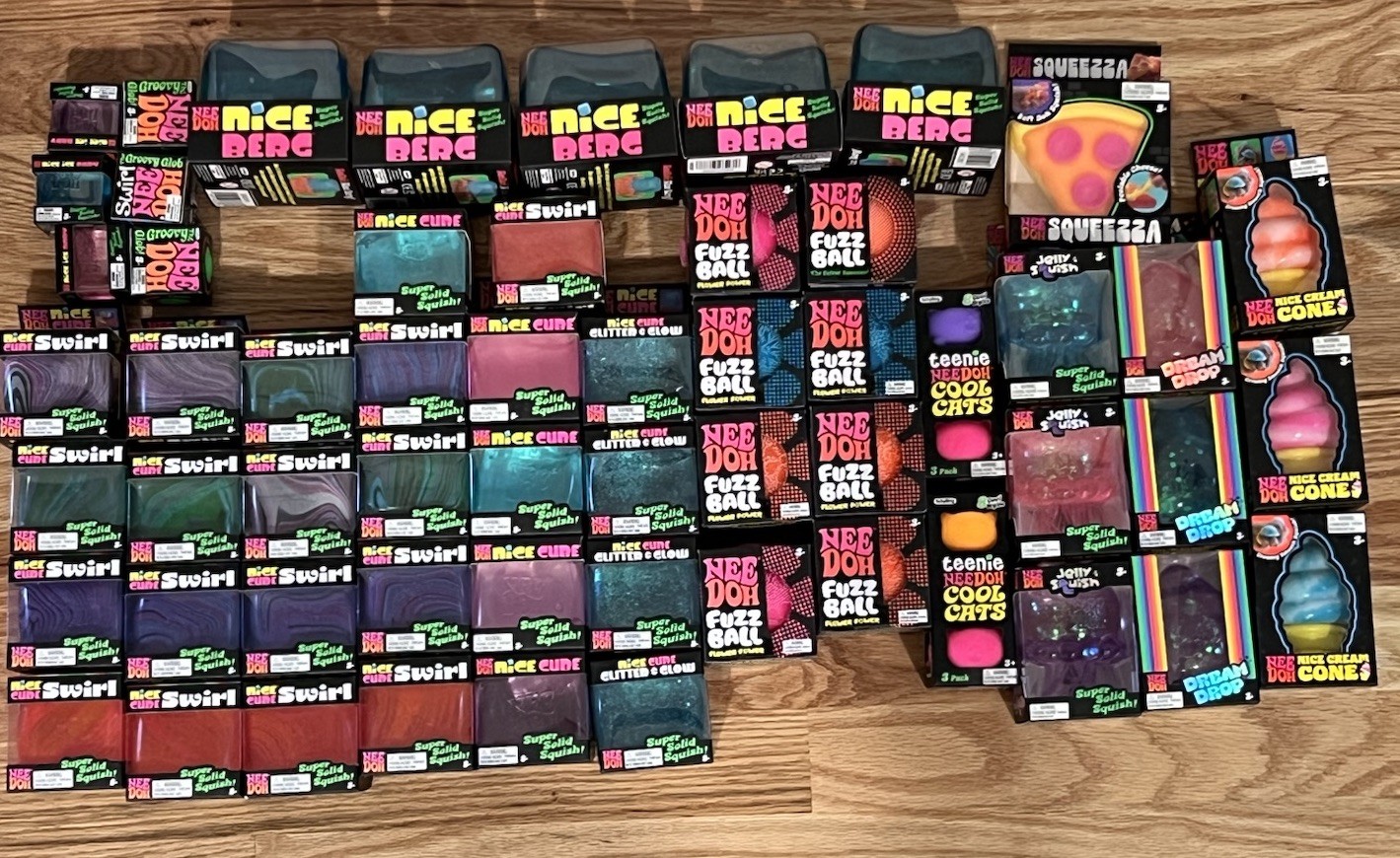 NeeDoh Bundle Lot of 93 Items Pizza Nice Cream Dream Drop Jelly Fish Fuzz Cube