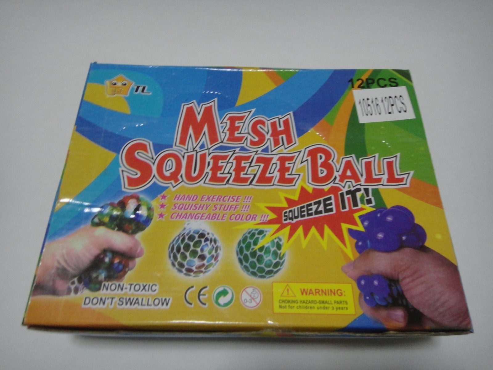 1 Pcs 2.5″ Glitter Squishy Mesh sensory stress reliever ball toy autism squeeze