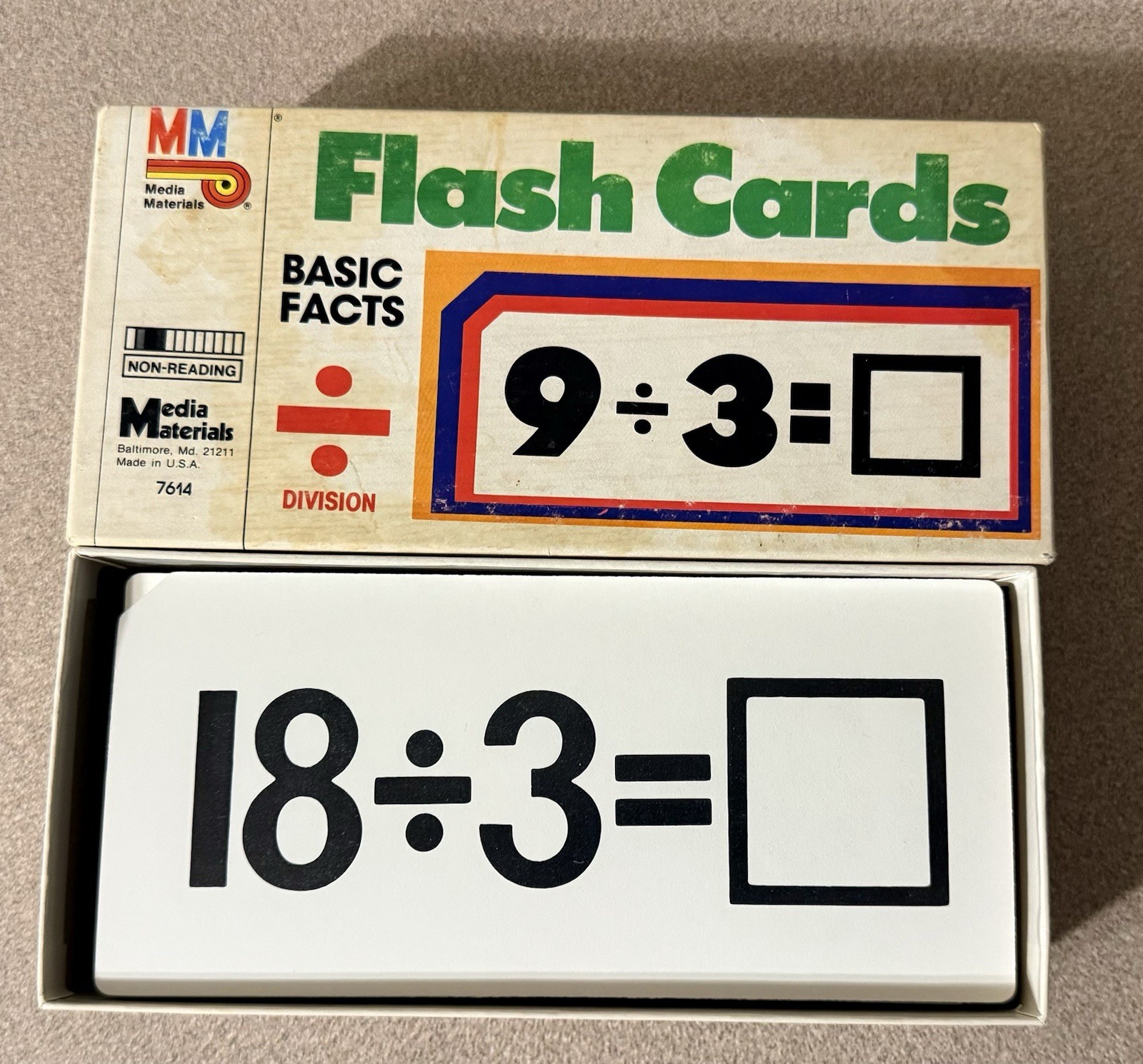 Vintage 1985 Media Materials Flash Cards Basic Math Edition #7611