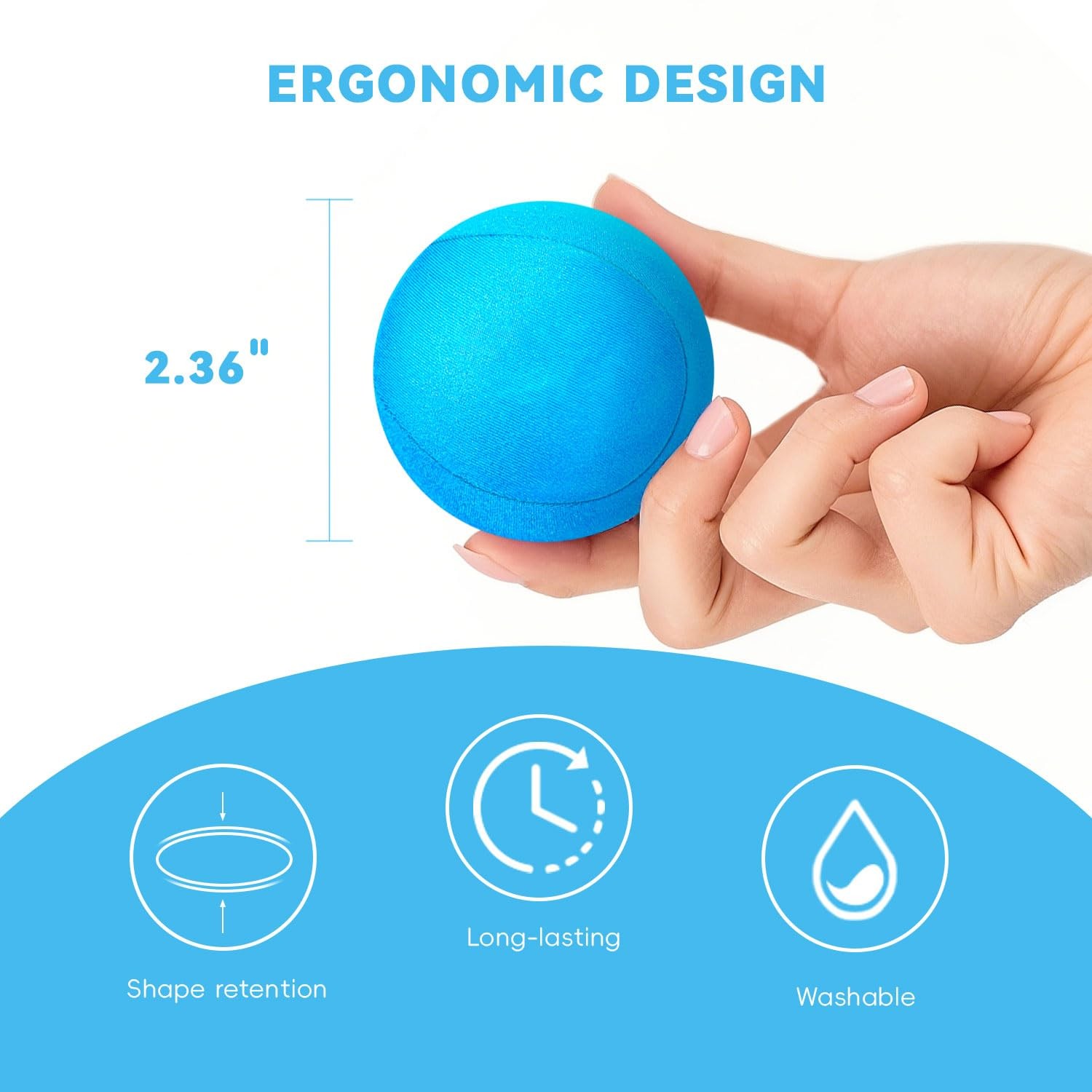 3 Pack Stress Balls for Adults, Squeeze Hand Exercisers Blue