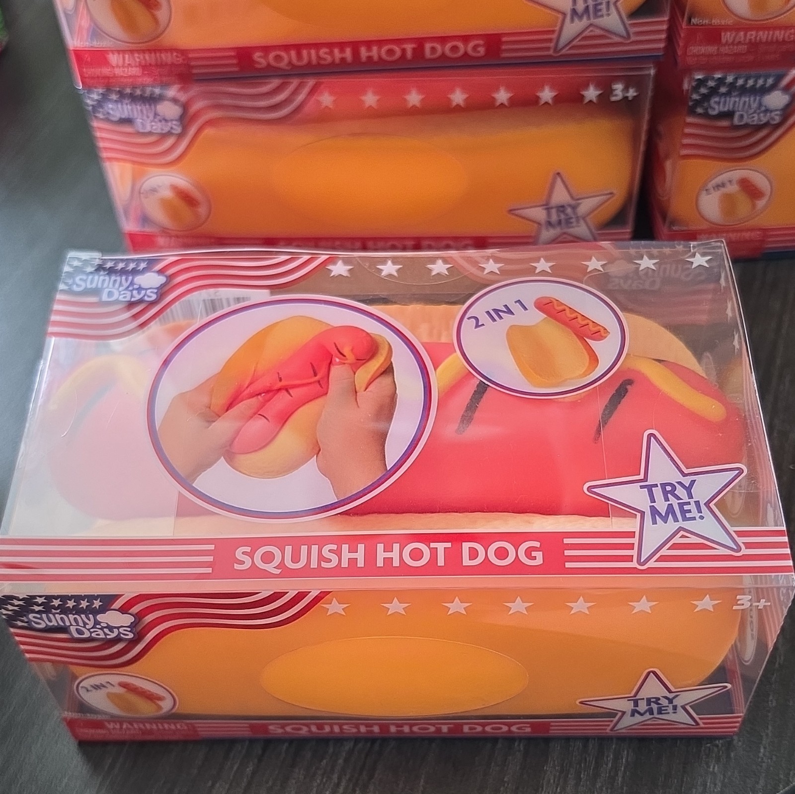 Sunny Days Squish Hot Dog 2-in-1 Tactile Squeeze Toy Lot 10
