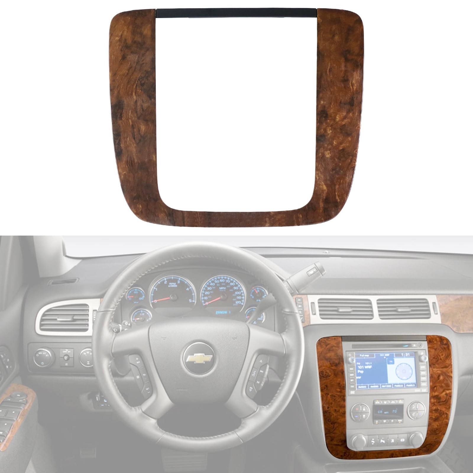 omoZone Dash Center Radio Bezel Trim Instrument Panel Cover Burlwood