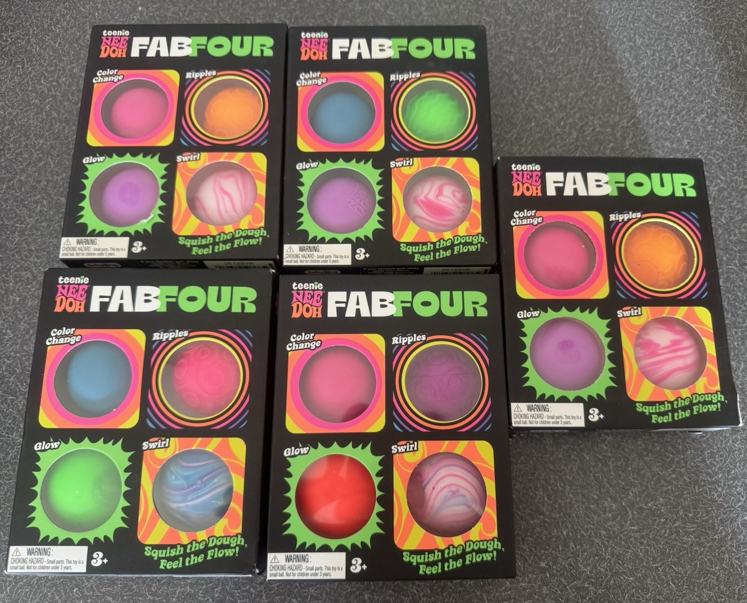 NeeDoh Fab Four Tactile Squeeze Toy Set, Multicolor, Ages 3-5, One Random Fab 4