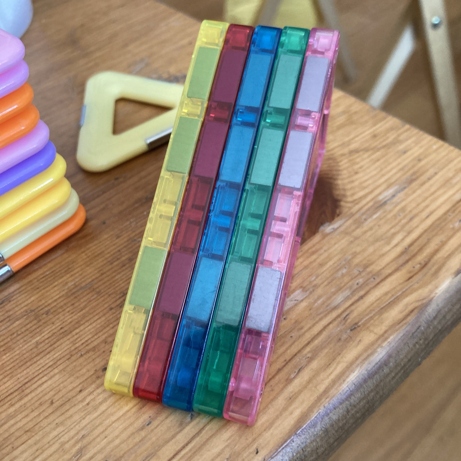 Lot of 32 Magnetic Tiles Different Colors/types Early Learning