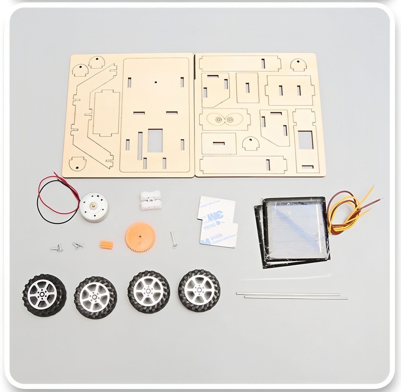 DIY Solar Powered Car Kit Wooden STEM Puzzle Science Toy Kids Educational Gift