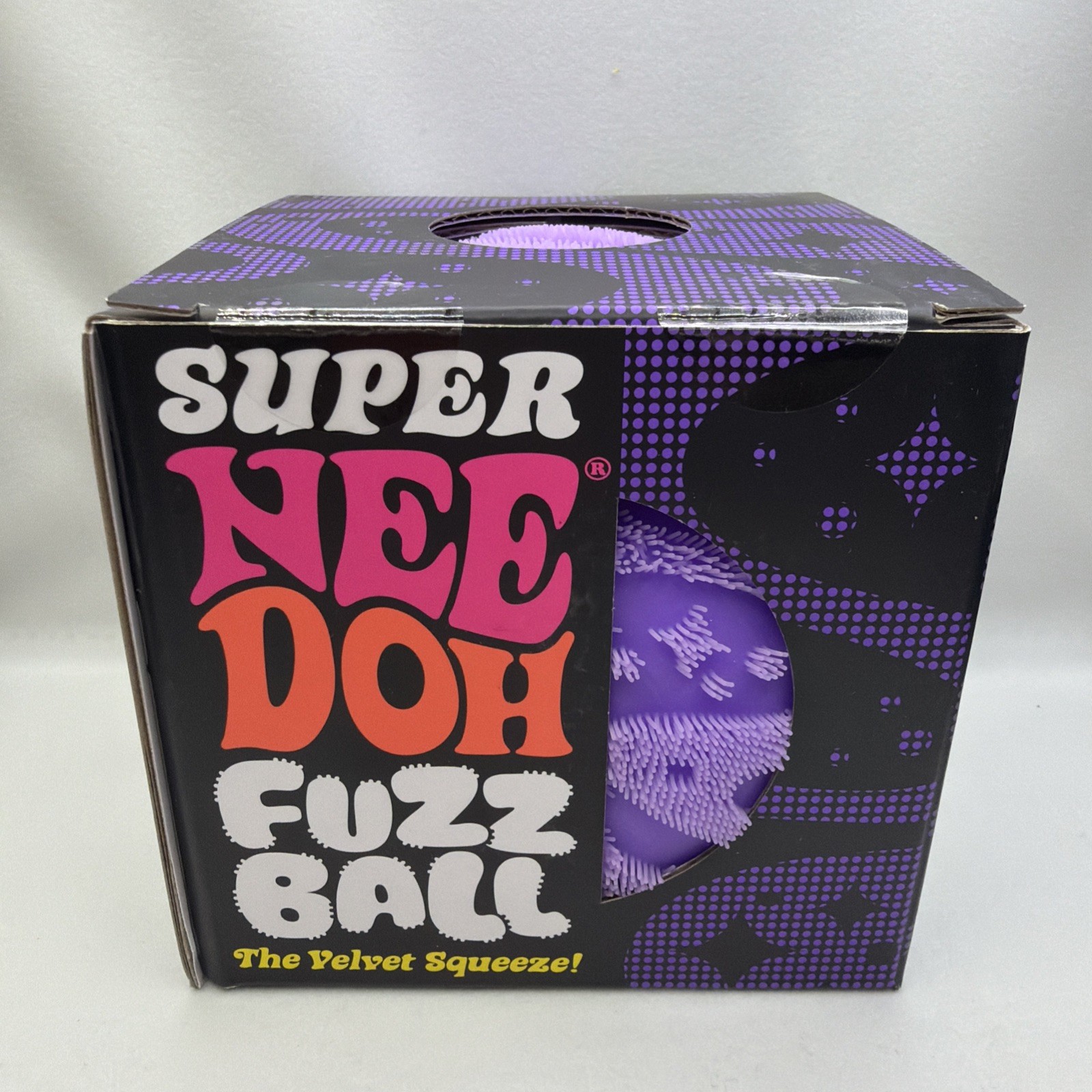 Schylling Nee Doh SUPER Fuzz Ball Velvet Squeeze Purple Sensory Toy AUTHENTIC