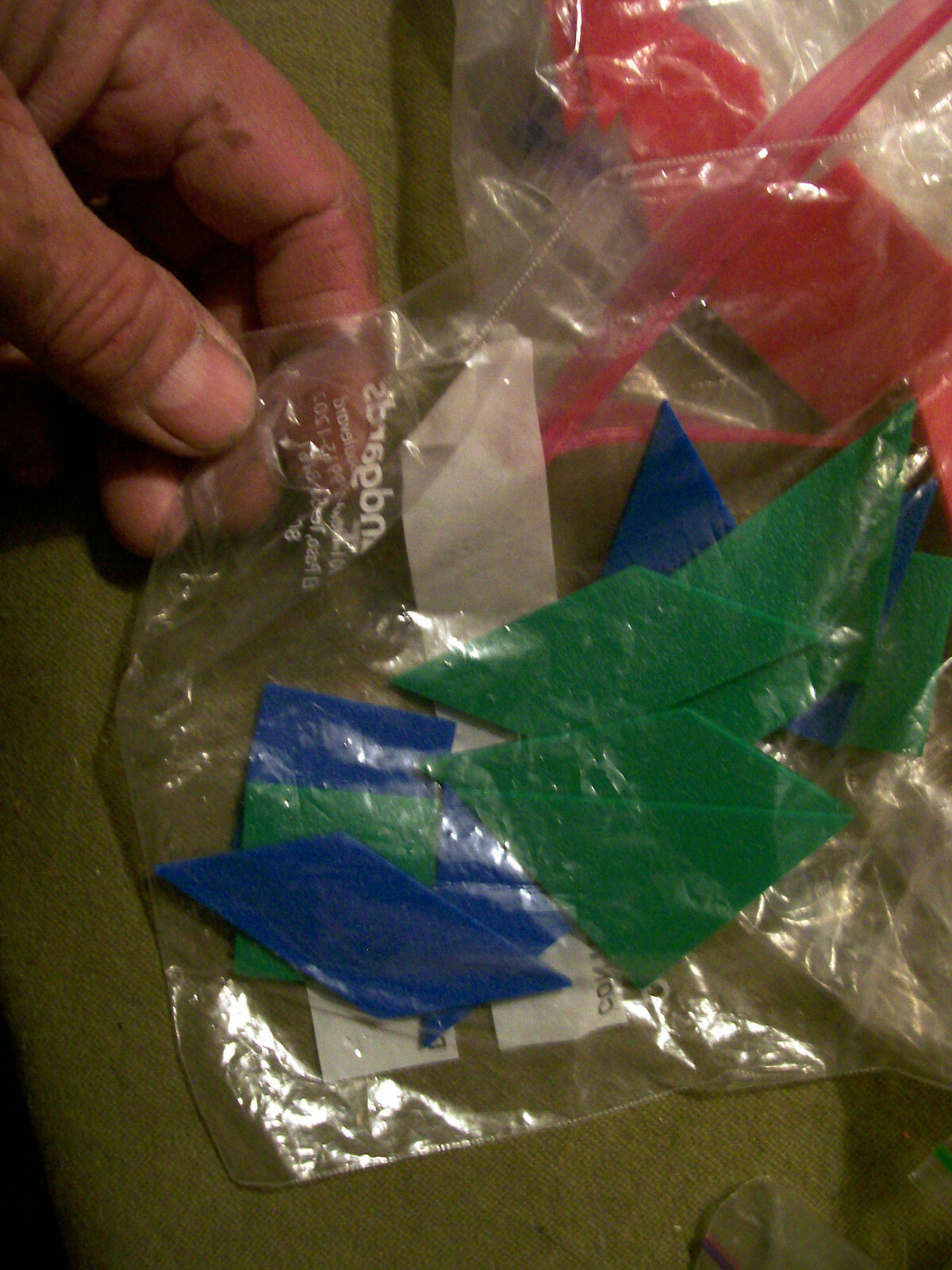 Primary Colors Geometric Plastic Pieces ~ Red Yellow Green Blue Triangle Square