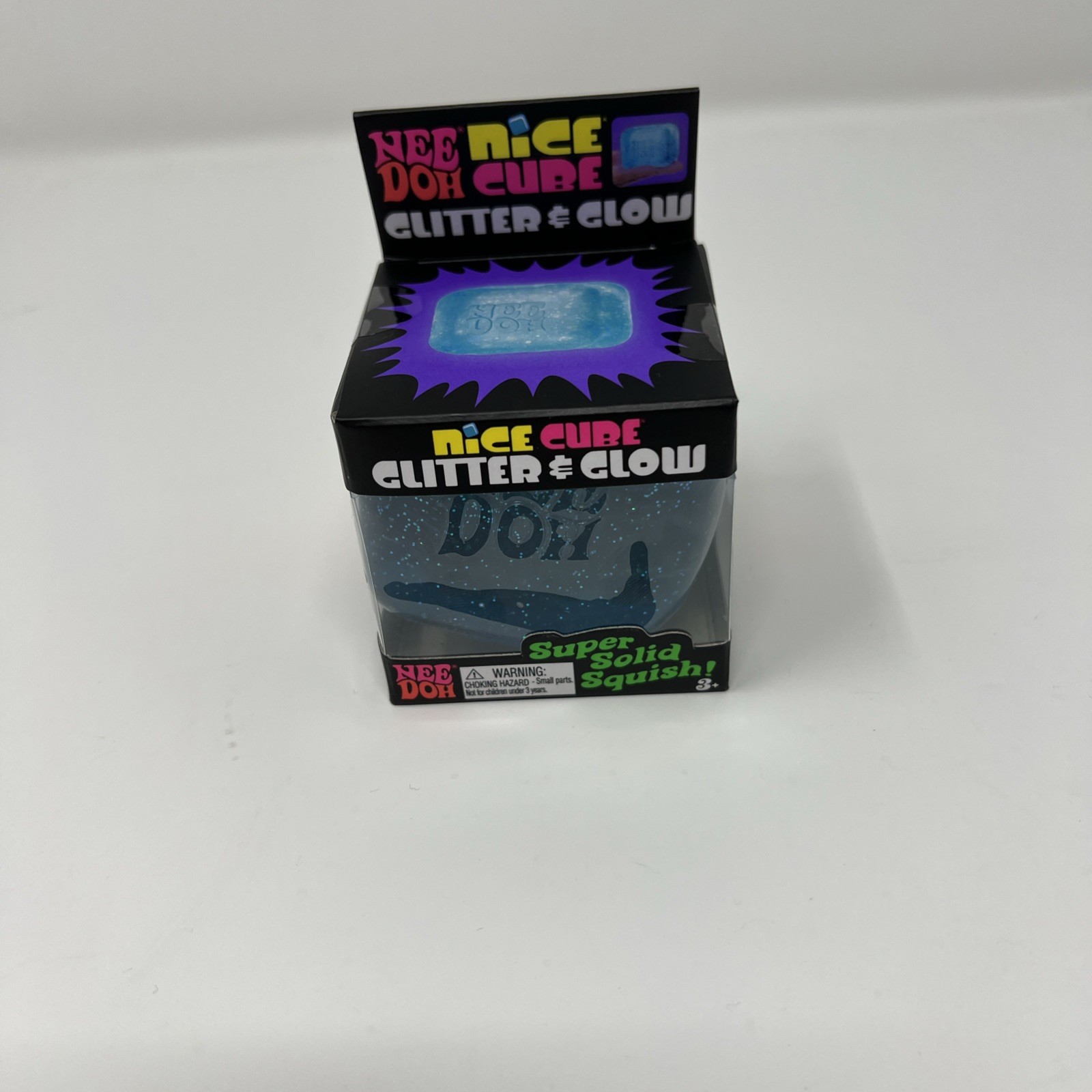 NeeDoh Blue Nice Cube Glitter and Glow Nee Doh Squishy New Never Opened Sealed