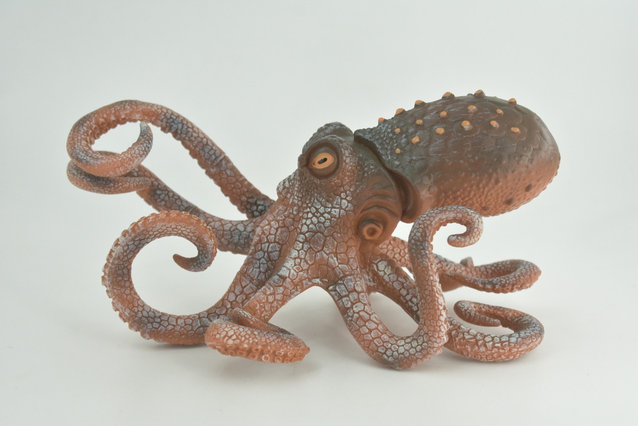 Octopus Toy, Hand Painted, Rubber Realistic Toy, Model, 8 Inches CH1000BB219