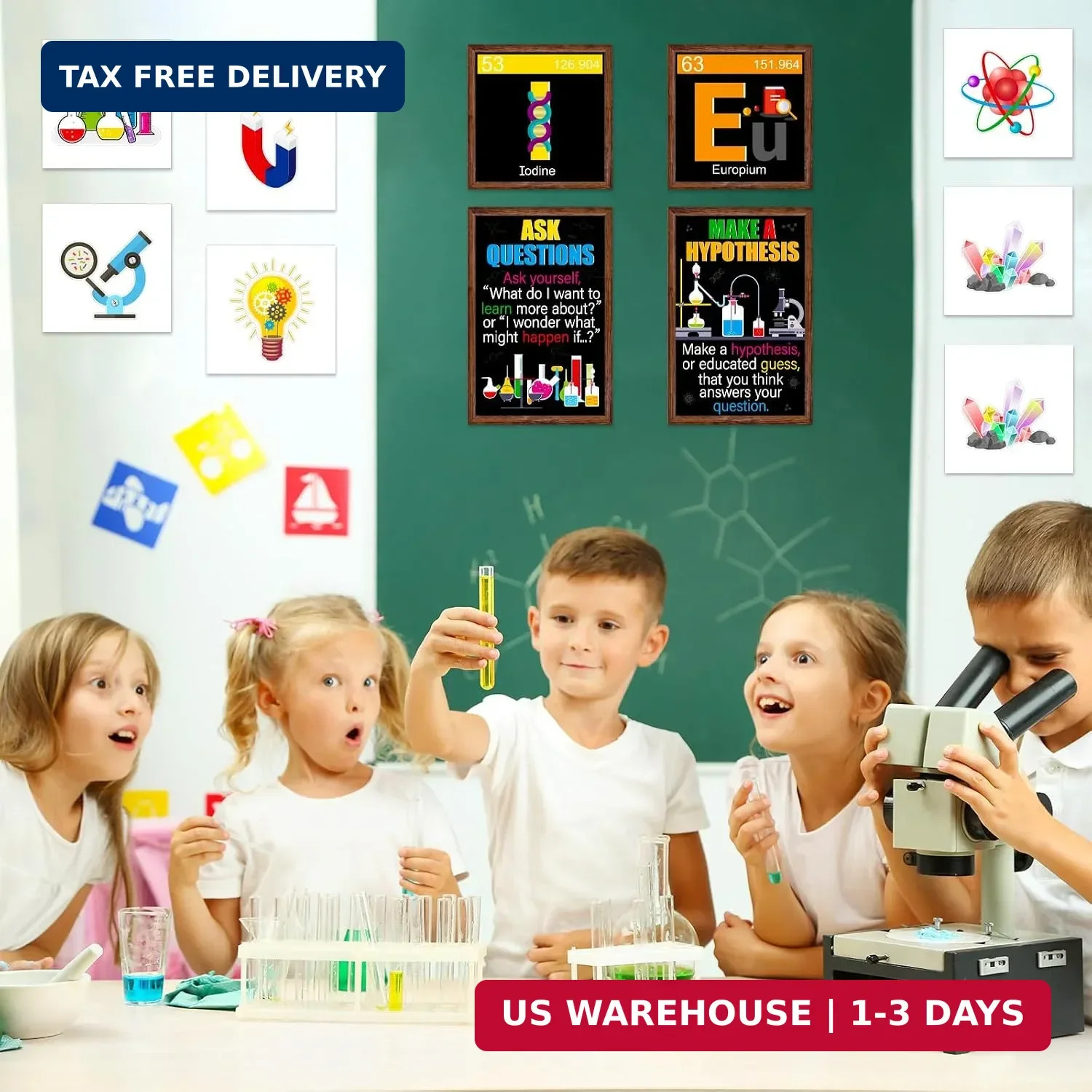 Zonon 27 Pieces Science Bulletin Board Set Laminated Scientist Posters Classroom