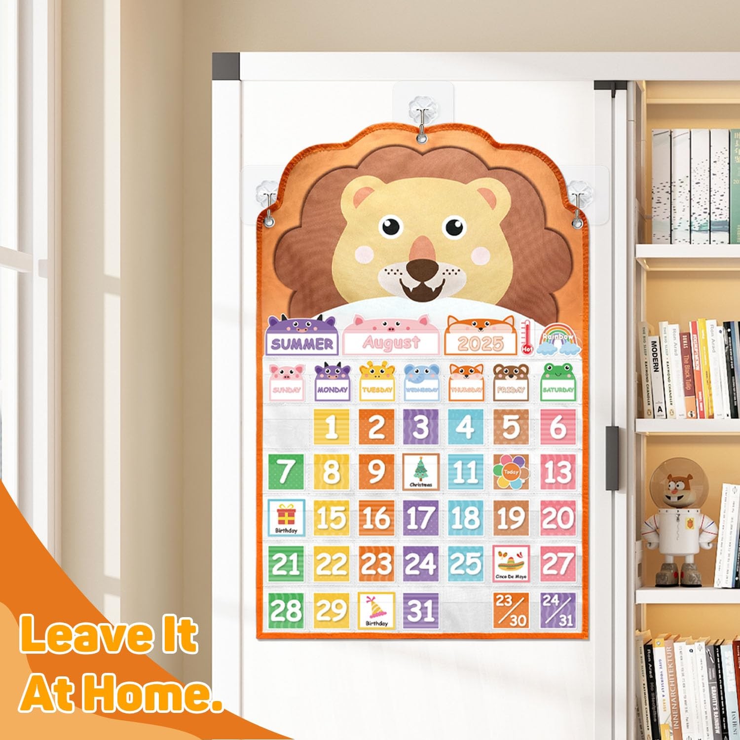 Animal Face Monthly Calendar Pocket Chart for 4 x 6 inches, orange