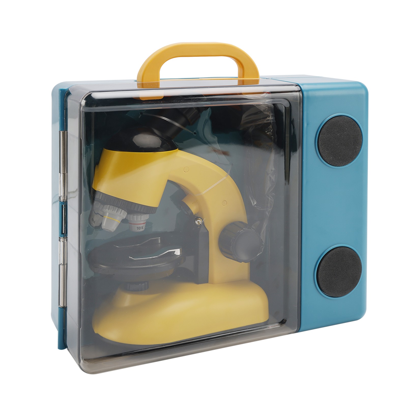 Rotating Microscope LED 100X-1200X Magnification Science Toy Kit For Kid Yellow