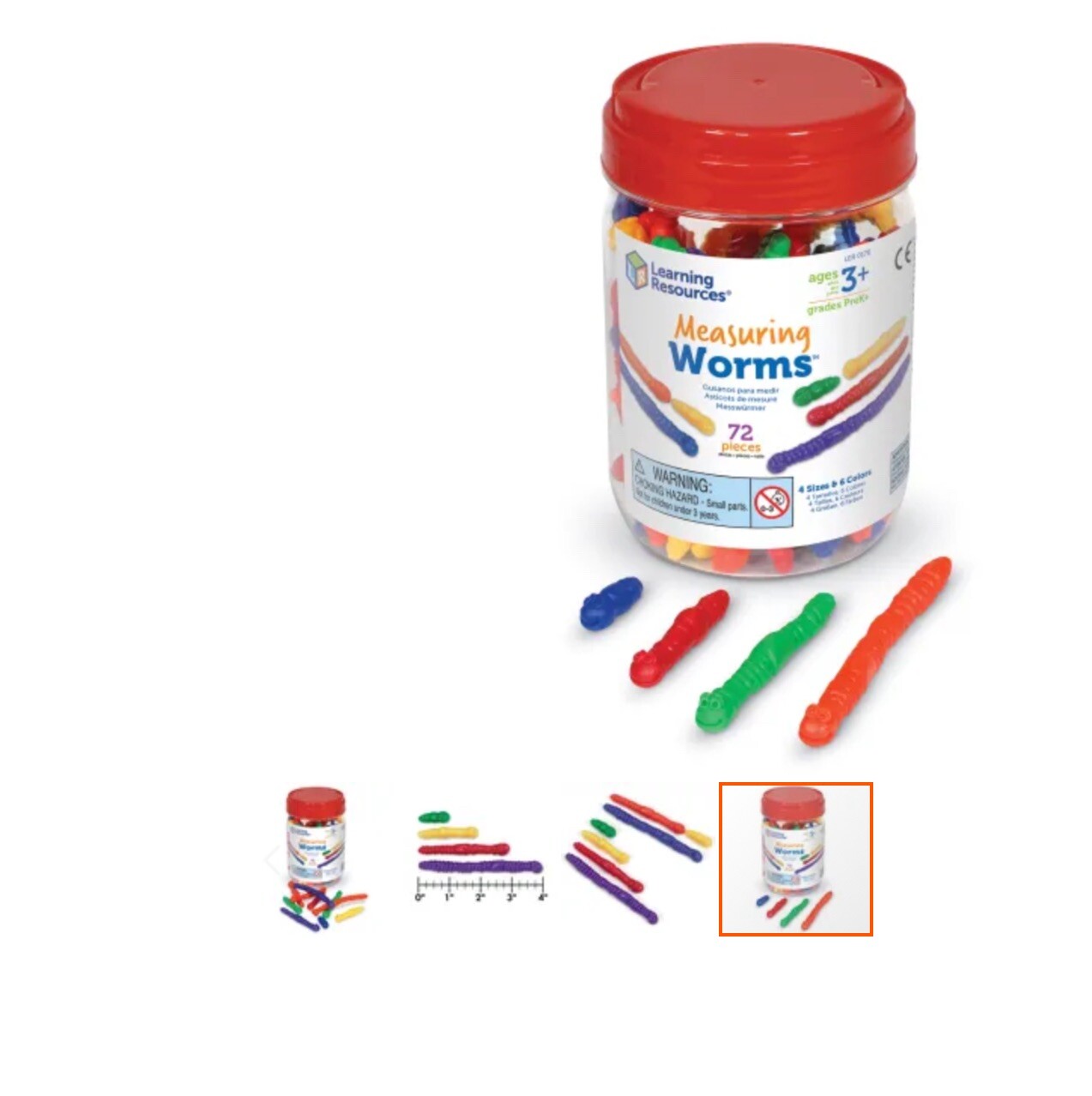 Learning Resources Measuring Worms 72 Pieces, Ages 3+ Toddler Learning Brand New