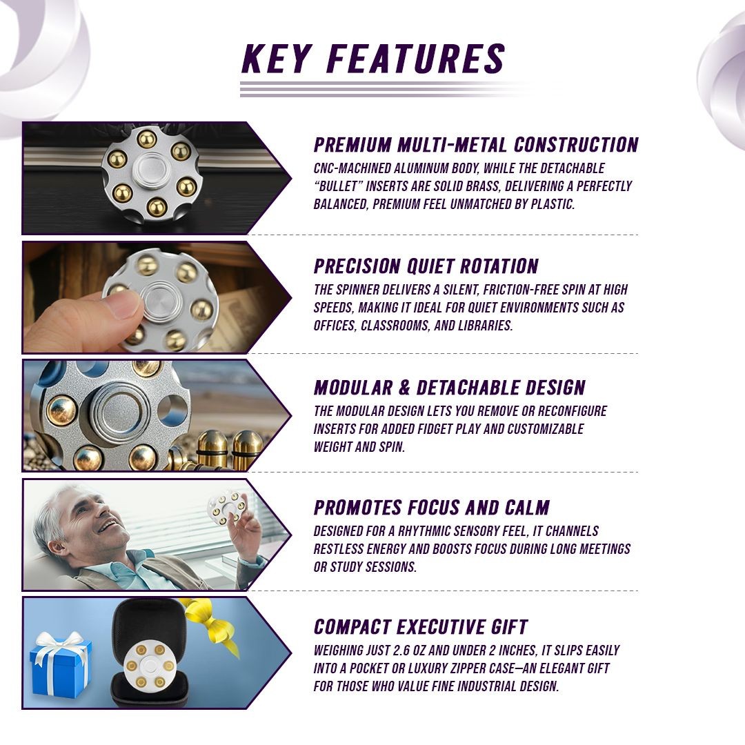 Metal Alloy Rotating Cylinder Spinner Fidget