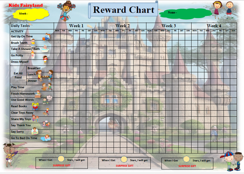 A3 Size Reward Chart Kids for Behavior Chore Charts with Stickers
