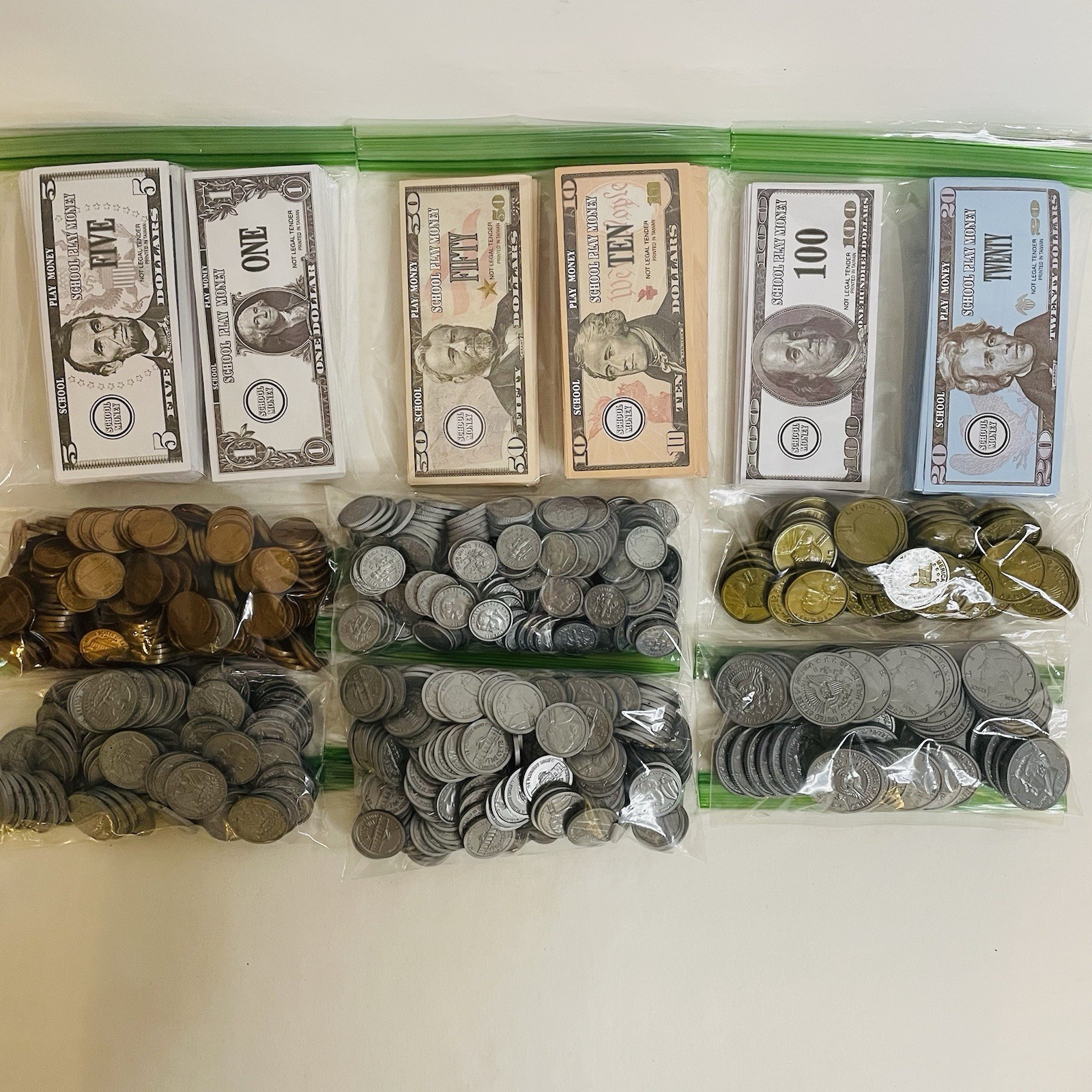 School Money Math Manipulatives Class Set Bills Coins No Tray Teacher Resource
