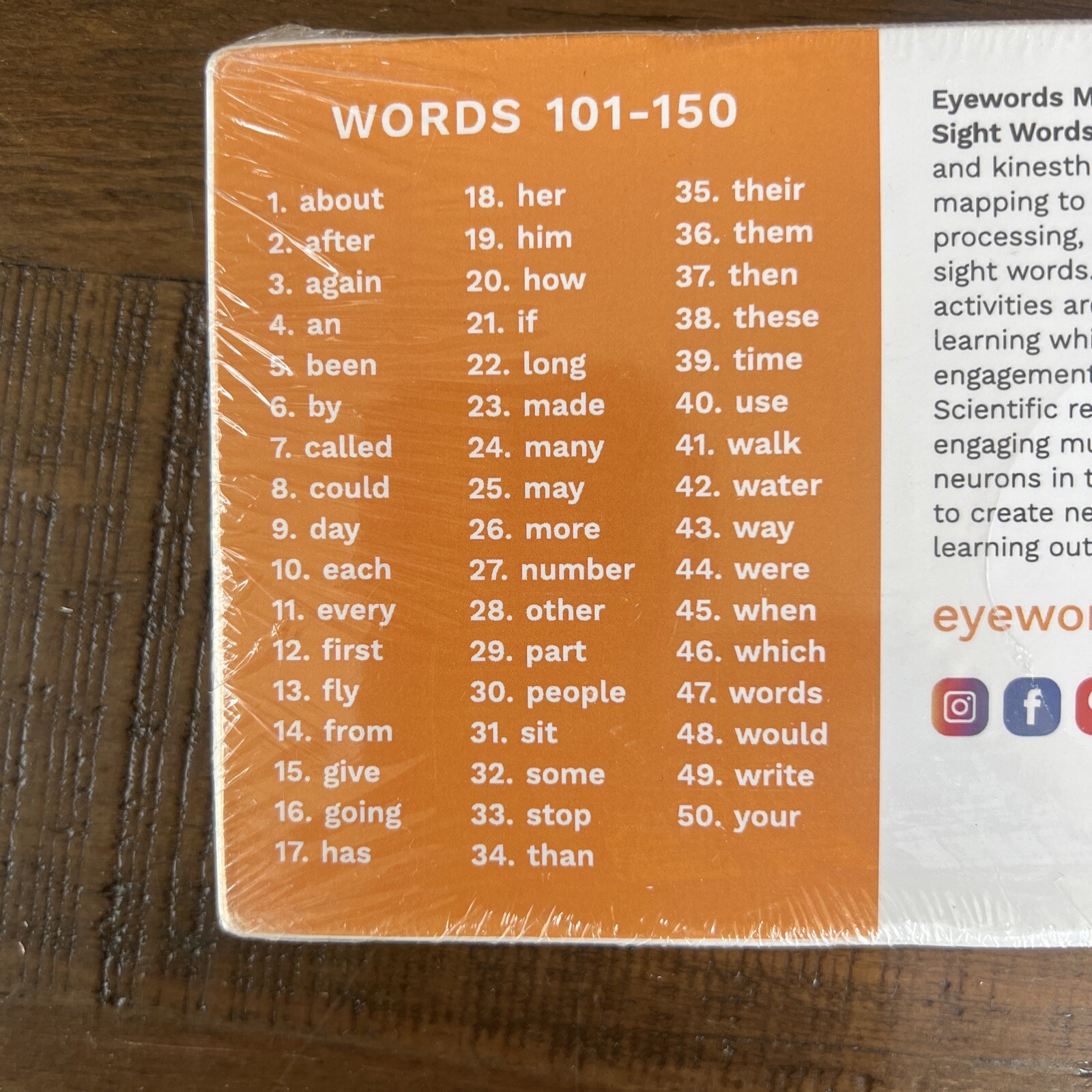 Multisensory Sight Word Cards, Set #3, Words 101-150