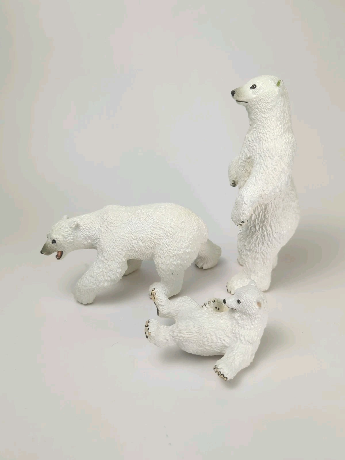 Vintage Polar Bear Set Male Female & Cub 1990 Safari Ltd Christmas Decor EUC