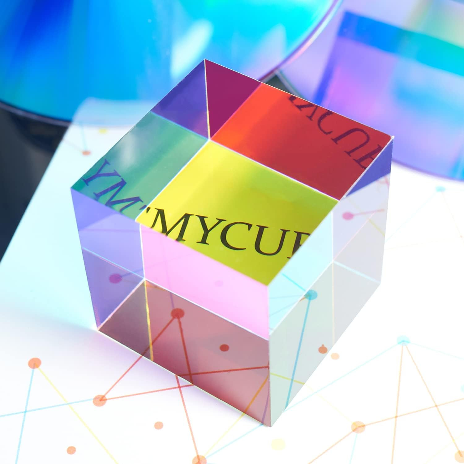 CMY Color Cube, 2.0 Inch Acrylic Mixing Color Cube Prism for Physics