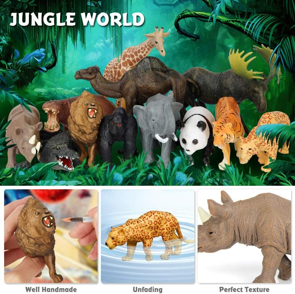 12pcs Jumbo Safari Animals Figures Zoo Animals Action Figure Play Set For Kids