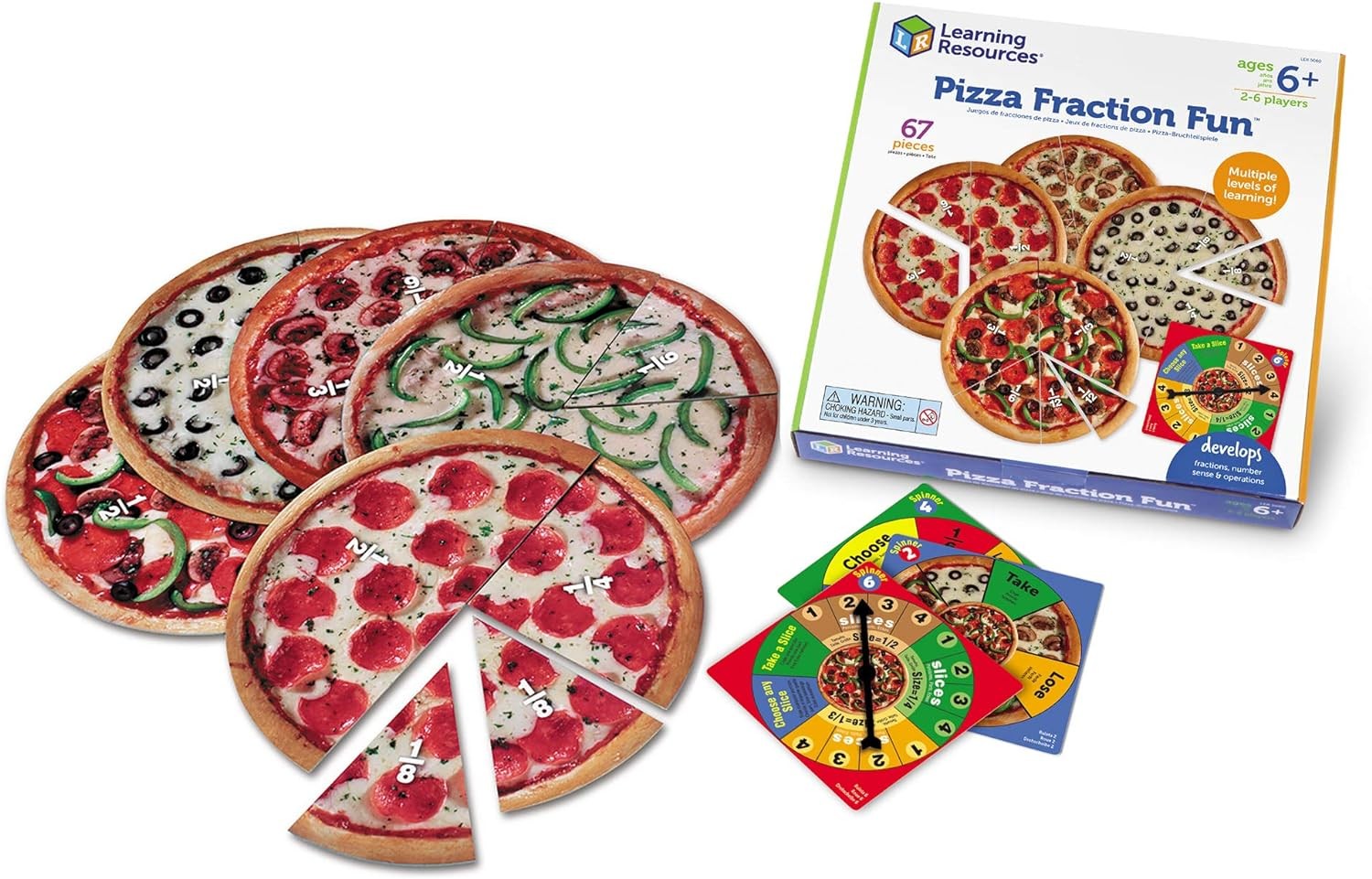 Learning Resources Pizza Fraction Fun Game 67 Piece