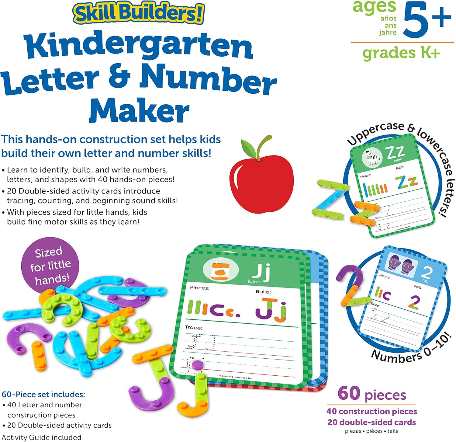 Skill Builders! Kindergarten Letter & Number Maker – 60 Pieces, Ages 6+ Kinderga