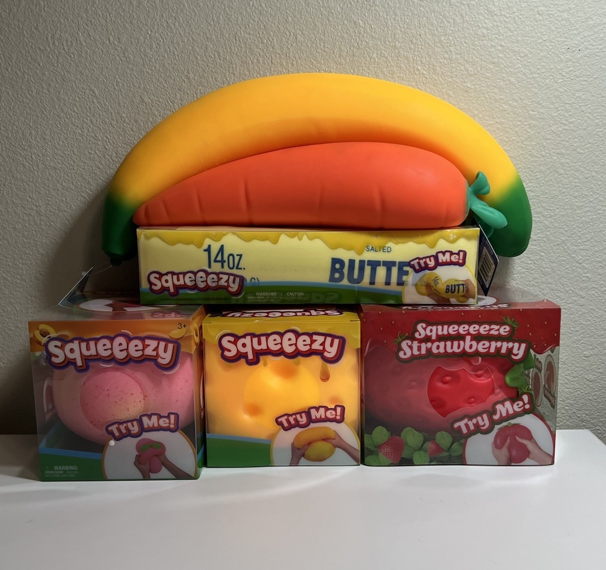 Sunny Days Squeeze Butter Cheese Strawberry Peach Banana Carrot Bundle Lot Of 6