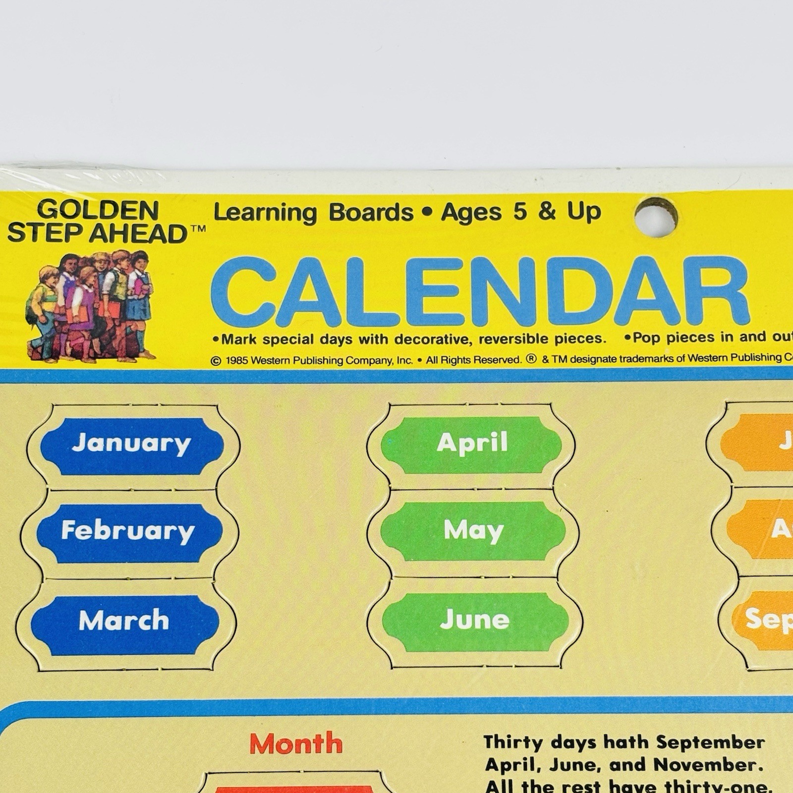 1985 Golden Step Ahead School Classroom Calendar Learning Board Retro 80’s NEW