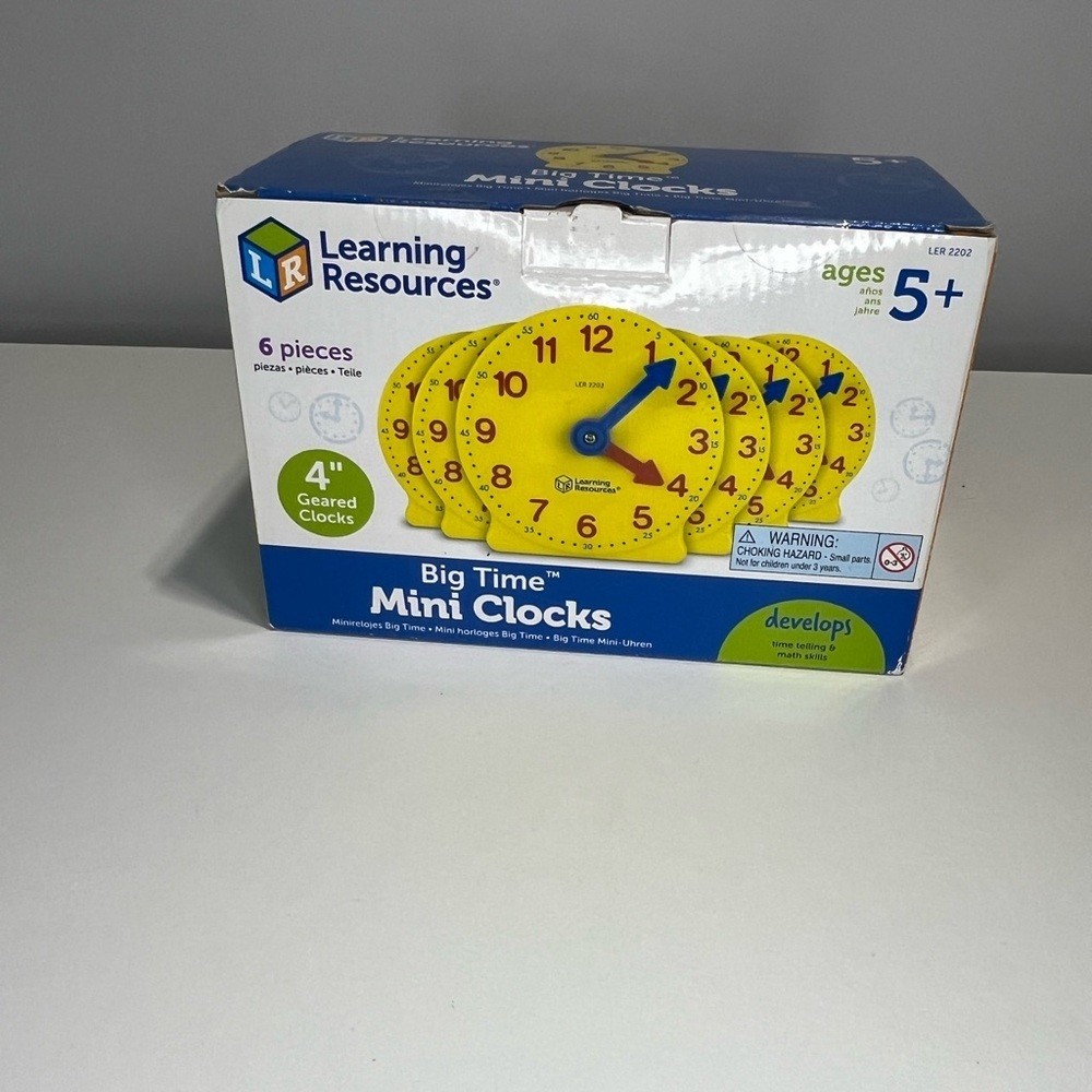 NEW Learning Resources Big Time Mini Clocks 6 pack – sealed box