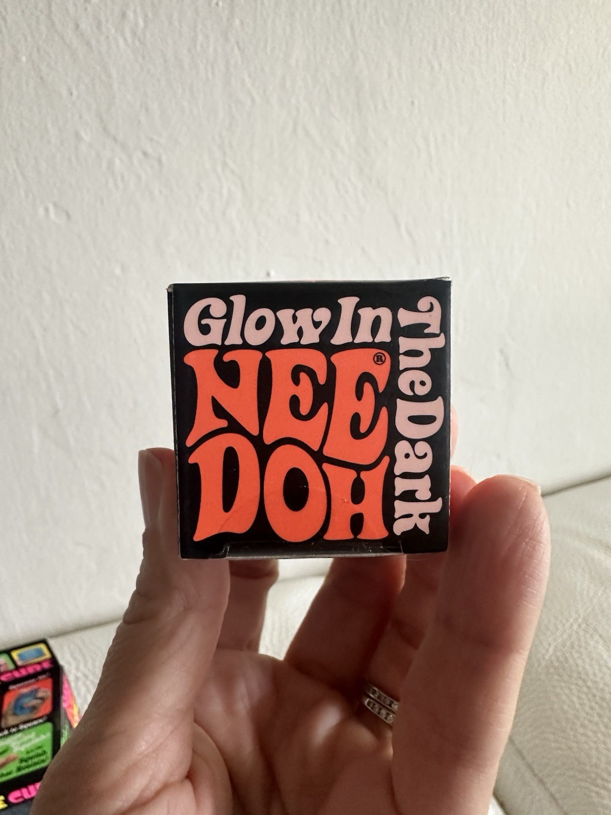 Set of 3 Schylling NeeDoh Squeeze Toys Glow In The Dark, Fuzz Ball, & Nice Cube