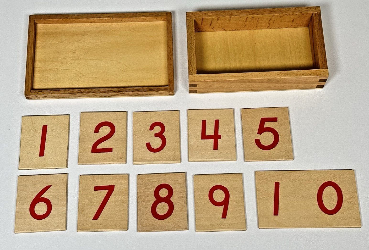 Montessori Style Math Set Wooden Number Tiles Counters Red Blue Rods