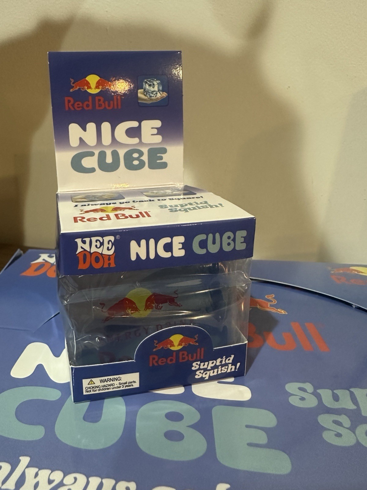 Red Bull Edition Nee Doh Nice Cube Blue/White “Stupid Squish!” Tactile Squeeze