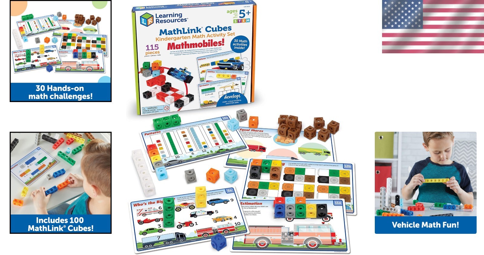 115-Piece MathLink Cubes Set: Engaging Vehicle-Themed STEM Activities for Kids