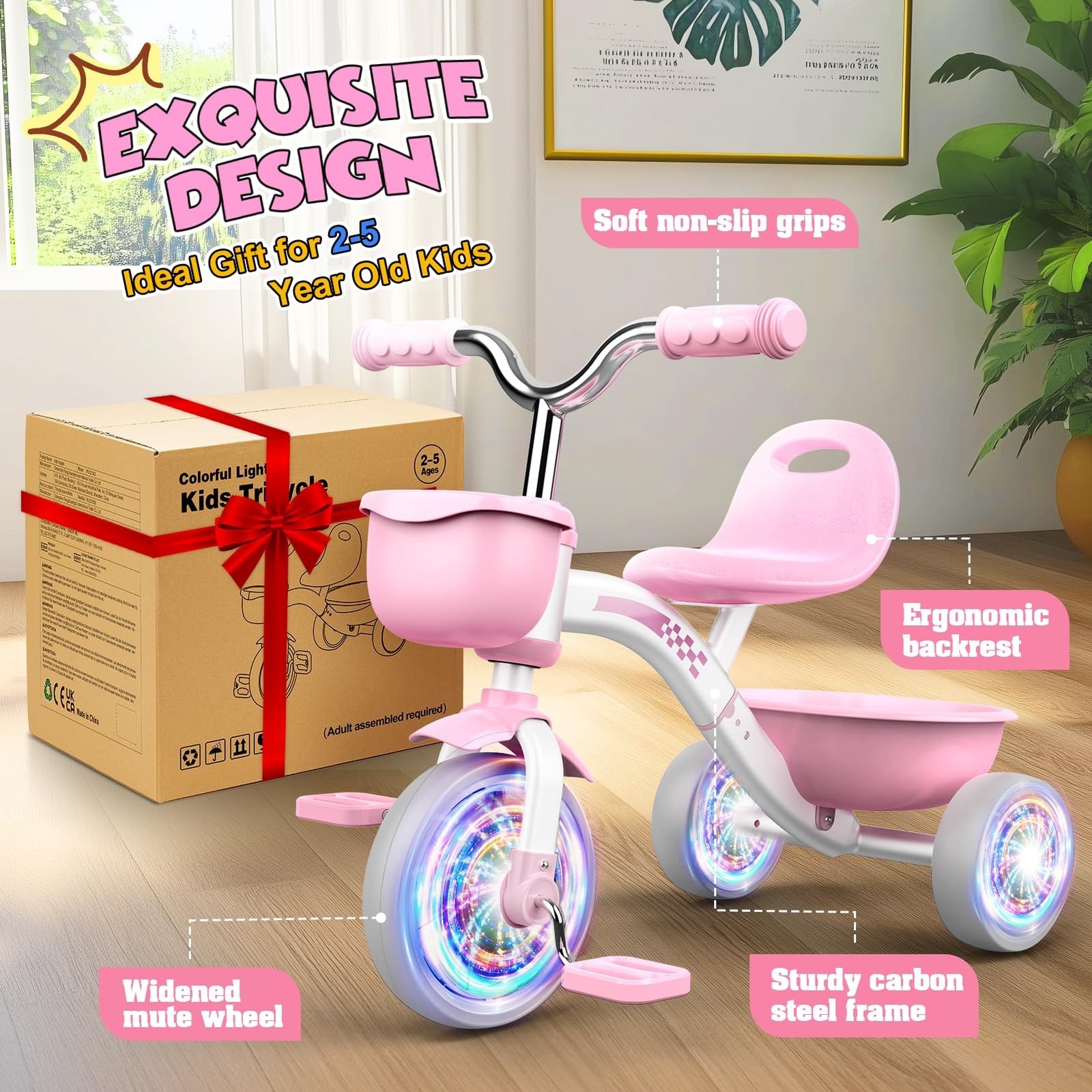 Toddler Tricycle for 1-3 3-5 Year Olds, 2 3 4 5 Year Old Girl Birthday Gifts,…
