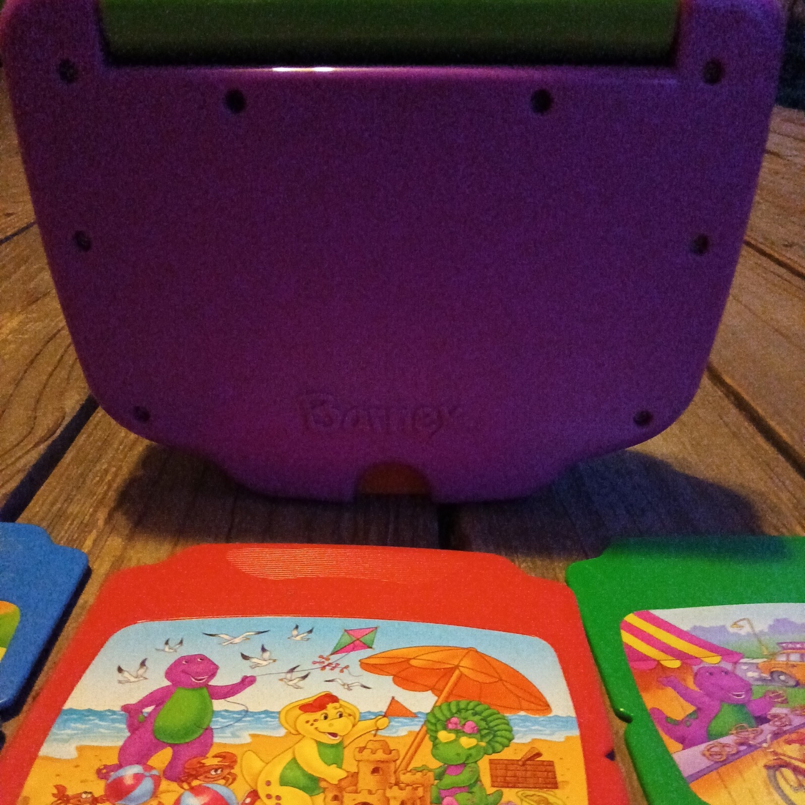 Vintage Barney Purple Dinosaur Interactive Laptop Mattel W/5 cartridges works