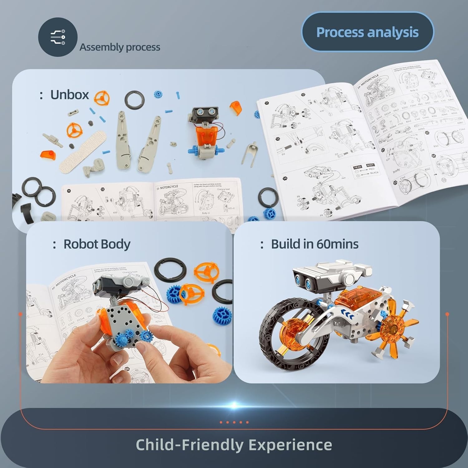 12-in-1 STEM Robot Kit Toys for Kids 8-12 12-16, DIY Robot Building Educational